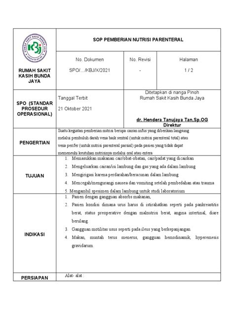 Sop Pemberian Nutrisi Parenteral Pdf