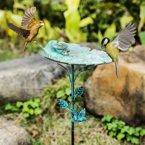 Amazon Sathga Blue Leaf Metal Bird Bath For Outside Attractive