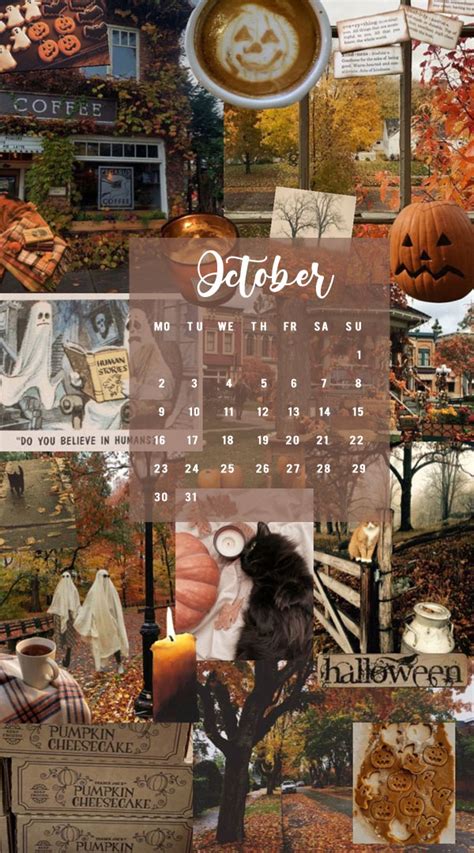 October Calendar Halloween Aesthetic Collage Idea Wallpapers