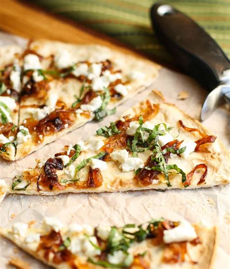 Flatbreads With Goat Cheese Caramelized Onions And Basil Recipe