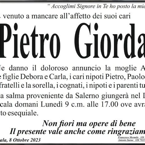 Ravello Notizie Scala Piange La Morte Di Pietro Giordano Aveva Anni