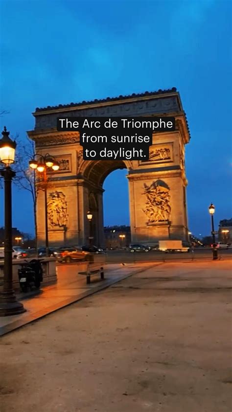 The Arc de Triomphe from sunrise to daylight. | Arc de triomphe, Sunrise, Paris travel