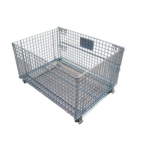 Heavy Duty Stacking Foldable Metal Cage Pallet Wire Mesh Container