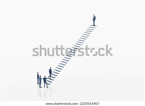 Successful Businessman Climbing Stairs Ladder Success Stock