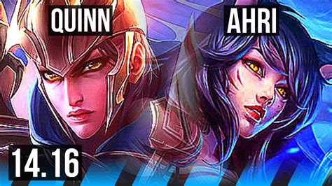 Quinn Vs Ahri Mid Winrate Solo Kills Godlike Br