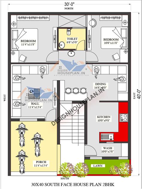 West Face Elevation Of 36 X40 East Facing House Plan Is Given As Face