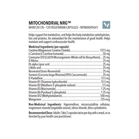 Mitochondrial Nrg 120 Caps Wellness Market