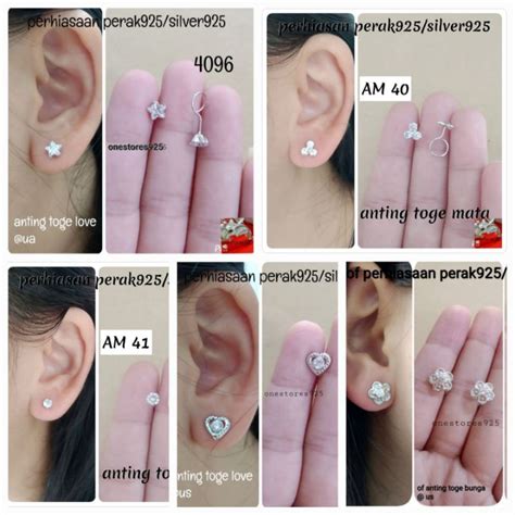 Jual Anting Perak Asli Silver 925 Toge Lapis Emas Putih Shopee Indonesia