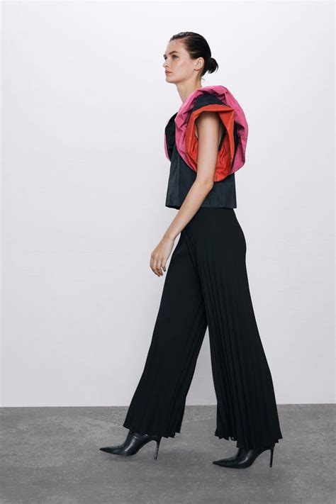 Pleated Wide Leg Pants Zara United States Red Pants Outfit Wide