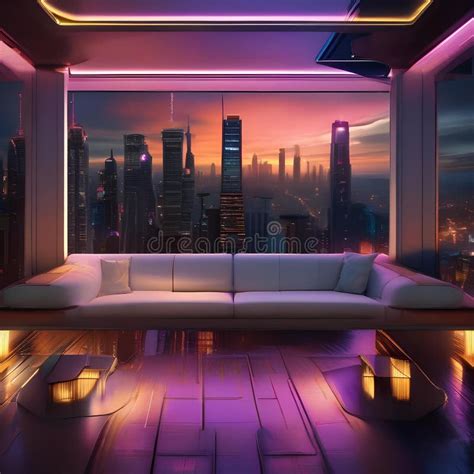 A Futuristic Cyberpunk-themed Rooftop Escape with a Panoramic Cityscape ...