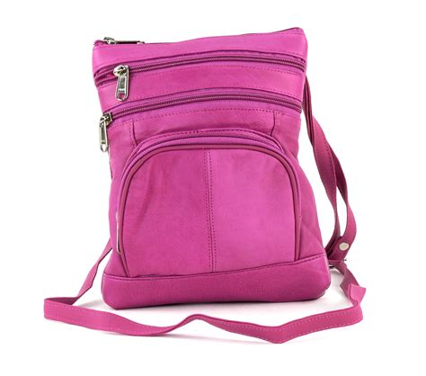 Leather Genuine Crossbody Purse Bag Multi Pocket Pink By Improving Lifestyles