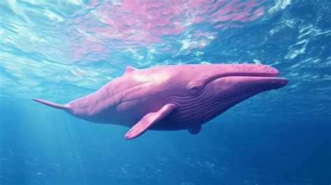 Premium Photo Pink Whale Swims In The Blue Ocean Underwater