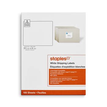 Staples White Shipping Labels for Inkjet/Laser Printers - 3-1/3" x 4 ...