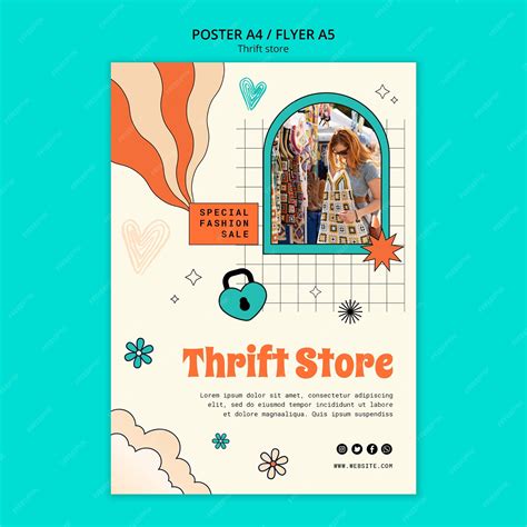 Premium Psd Hand Drawn Thrift Store Poster Template