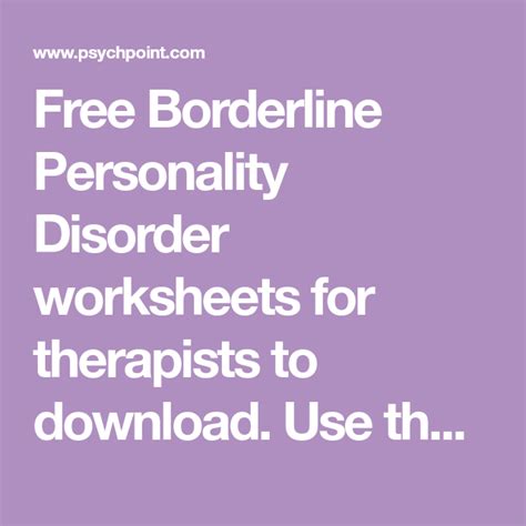 Borderline Personality Disorder Worksheets Worksheet For Bor