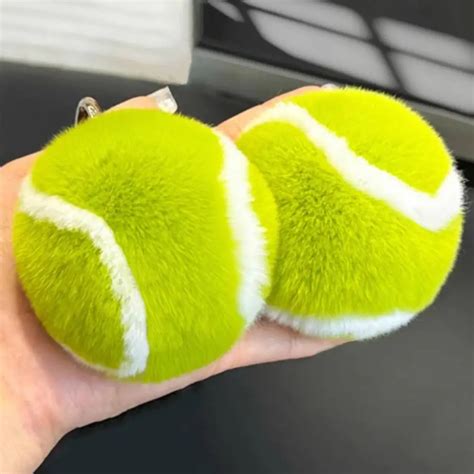 Portable Plush Keychain Plush Pendant Keychain Fluffy Tennis Ball Plush