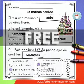 Free French Halloween Reading Comprehension Compr Hension De Lecture