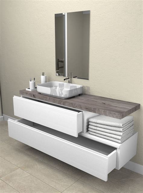 Mobile Bagno Sospeso In Legno Doppio Cassetto Atlanta Offerta 20