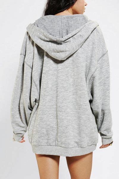 Urban Outfitters Bdg Grinded Oversized Zipup Hoodie Sweatshirt In Gray