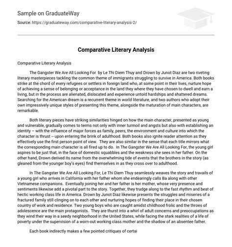 ⇉Comparative Literary Analysis Essay Example | GraduateWay