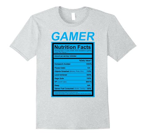 Gamer Nutrition Facts Blue Label Funny Graphic T-Shirt-T-Shirt – Managatee