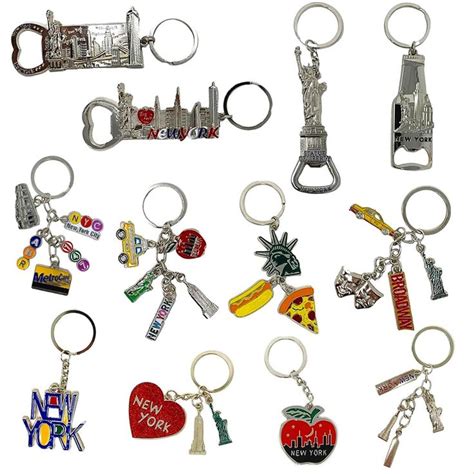 TSY TOOL 12 Pack Silver NYC Souvenir Keychain Collection, New York ...