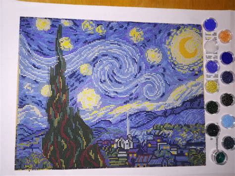 Beaded Embroidery Kit Starry Night Van Gogh Embroidery Etsy