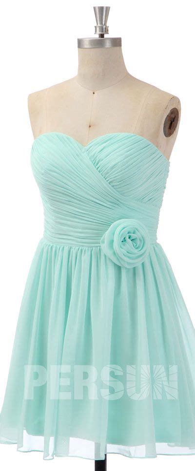 robe verte d eau courte bustier coeur plissé pour mariage Robe