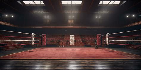 Red Boxing Ring In An Empty Arena With Stock Photo At Vecteezy