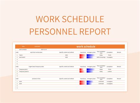 Work Schedule Personnel Report Excel Template And Google Sheets File