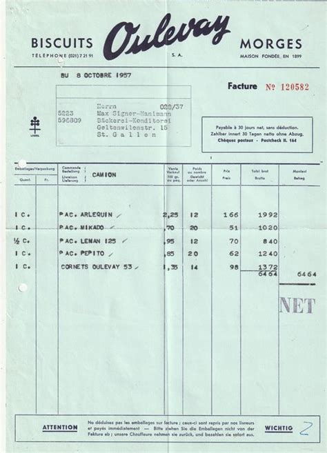 Rechnung Morges Biscuit Oulevay Kaufen Auf Ricardo