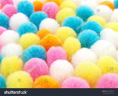 Closeup Colorful Pom Poms Texture Background Stock Photo 536388169