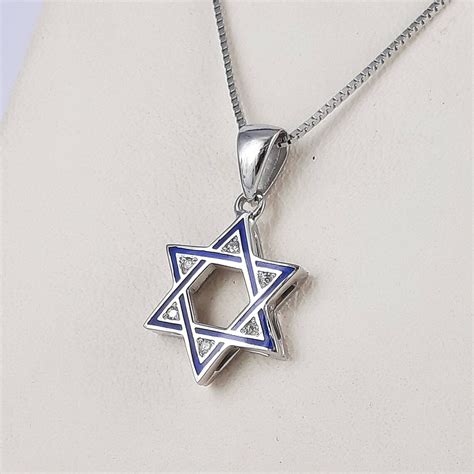 Star Of David Pendant Necklace In K White Gold Set With Etsy