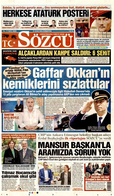 Sözcü Gazetesi Sözcü Manşet Oku Haberler 13 Ocak 2024