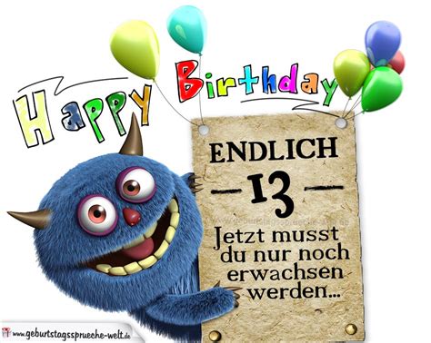 Glückwünsche Zum 13 Geburtstag Lustig Erwachsen Geburtstagssprüche Welt