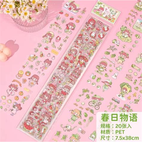 Momo Sticker Long Sticker Beautiful Character Motif Sticker Momo Decor