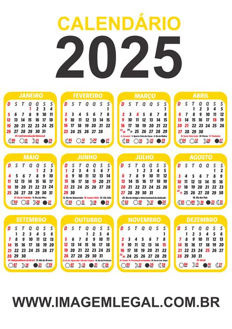 Calendário 2025 Ouro Fases da Lua Imagem Legal