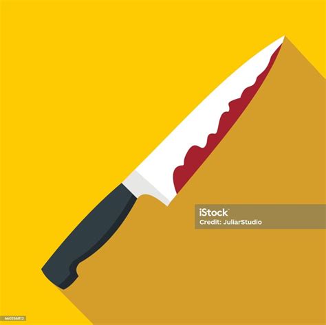 Knife With Blood Icon In Flat Style Stock Illustration Download Image