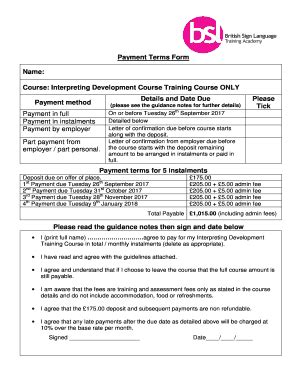 Fillable Online Commplus Org Payment Terms Form Name Course