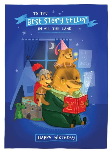 Best Story Teller Birthday Daddy By Blue Kiwi Design Cardly