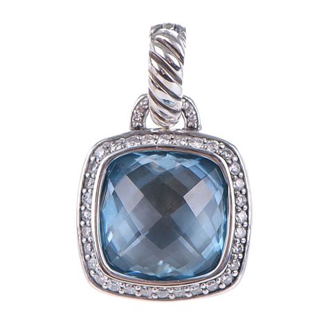 David Yurman Sterling Silver Pave Diamond Blue Topaz Mm Albion