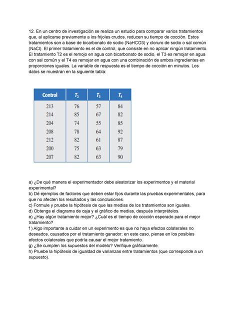 Problema 12 Ejercicios En un centro de investigación se realiza un