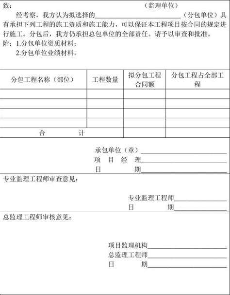 分包单位资格报审表a3word文档在线阅读与下载无忧文档