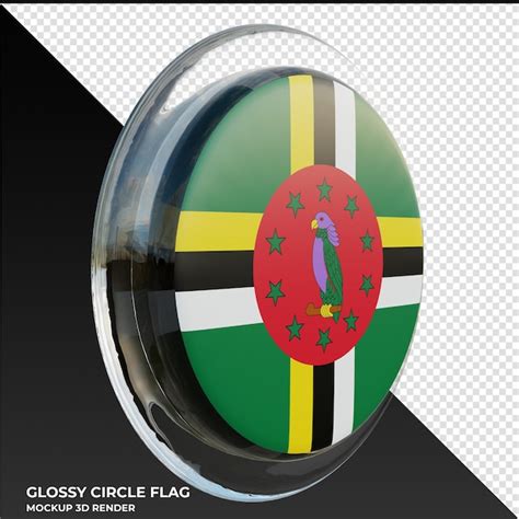 Premium Psd Dominica0003 Realistic 3d Textured Glossy Circle Flag