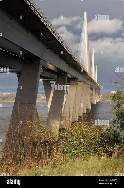 View Along Downstream Length Of Queensferry Crossing Bridge Across