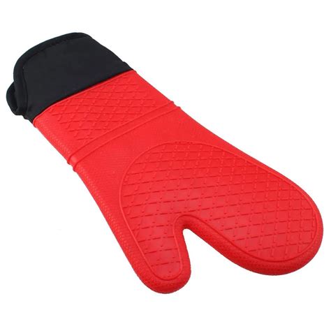 Silicone Oven Mitt Cooking Mitt With Extra Long Canvas Stitching Glove Heat Resistant Up To 482