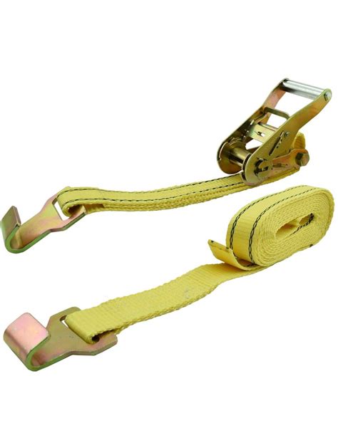 1 12 X 16 Yellow Ratchet Strap With Yellow Zinc Flat Hooks