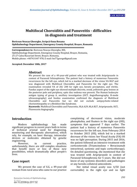 (PDF) Multifocal Choroiditis and Panuveitis - difficulties in diagnosis ...