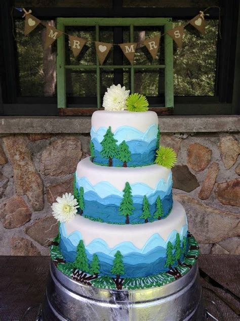 Smokey Mountain Wedding Cake Outdoor Wedding Cake Wedding Food