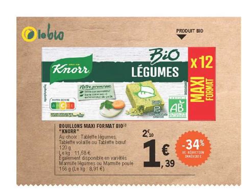 Promo Bouillons Maxi Format Bio Knorr Chez E Leclerc ICatalogue Fr